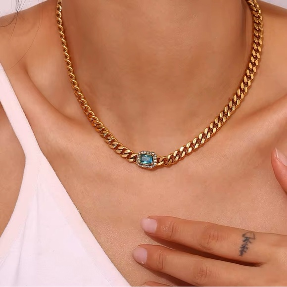 Aqua Blue and Gold Jewelry Set - Picture 3 of 5